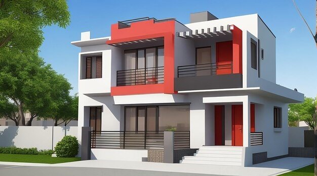 Double Floor Normal House Front Elevation Designs_0