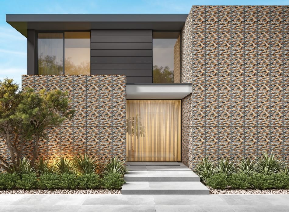 Small House Front Tiles Design